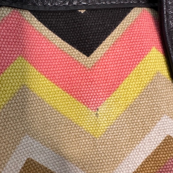 Missoni X Target Multi Color Chevron Zig Zag Canvas Tote Large Brown - Picture 9 of 15